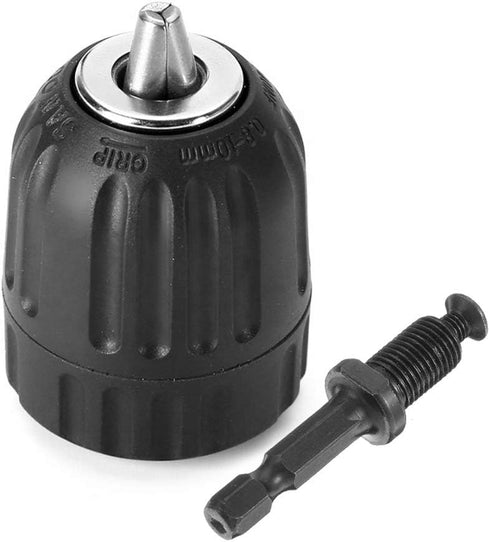 Mesee 0.8-10mm Keyless Drill Chuck Adapter, 3/8-24UNF Mount Thread Impact Chuck Converter with 1/4 Inch Hex Shank