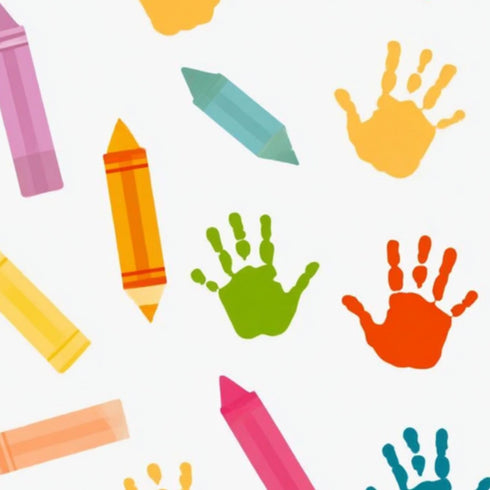 Kanworse Peel and Stick Wallpaper Back to School Colorful Crayons Handprint for Kids