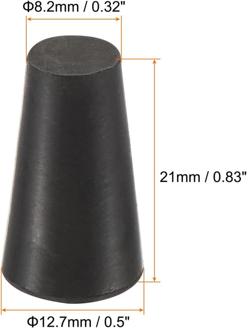 MECCANIXITY Rubber Tapered Plug 8.2mm to 12.7mm Solid Test Tubes Bungs Stopper Black for Lab Home 10 Pieces