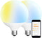 ILC G120 LED Large Globe Light Bulbs 15W, E26 Base, 150W Equivalent, Color Temperature Turnable 2700K-6000K, 2 Pack