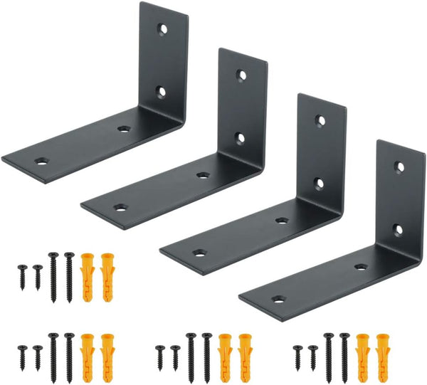 Alise Floating Shelf Brackets Heavy Duty L-Shaped Wall Brackets - Black Angle