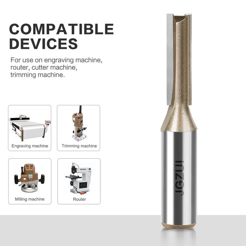 JGZUI Set 1/2" 0.28inch,Straight Router Bit for Woodworking, Shank,Slotted Diameter Flush Trim Bits, Professional