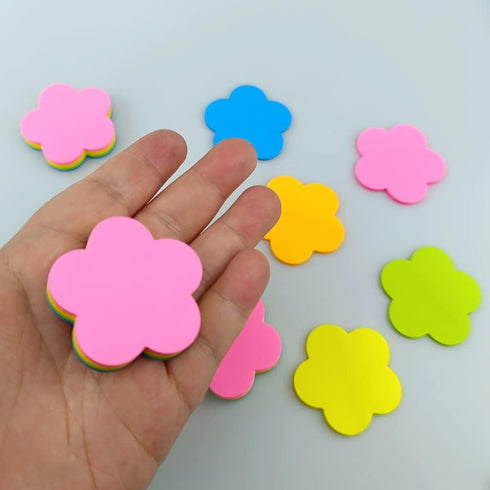 Mini Colorful Flower Shaped Sticky Notes, Cute Self-Stick Memo Pads Set for Office School (4 Pads 400 Sheets Total)