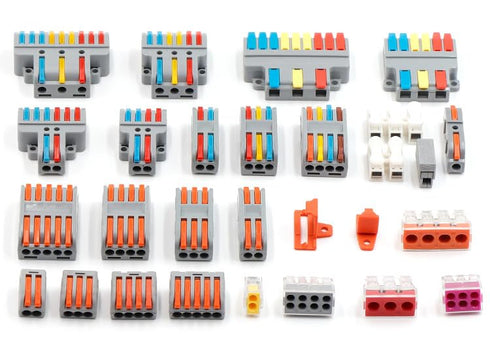 Wire Connectors, Compact Lever Wire Terminals, 1 Into 1 Out Splicing Cable Connector for Quick Connect Installation
