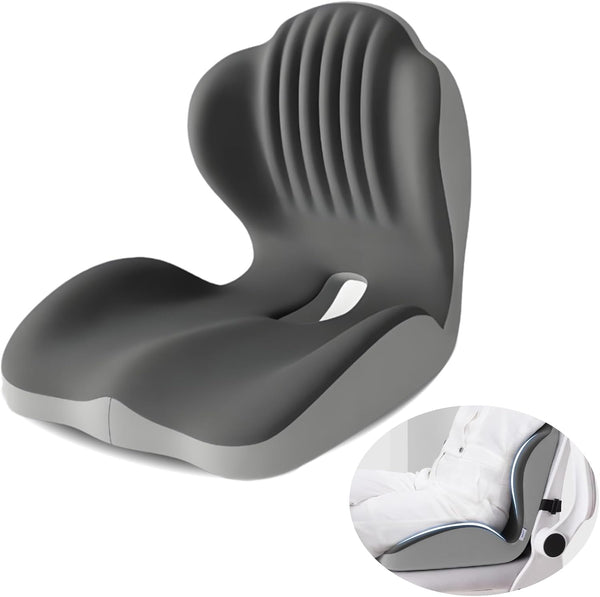 JNHEST Ergonomic Seat Cushion, L-Shaped Memory Foam Orthopedic Seat Cushion with Coccyx Hollow
