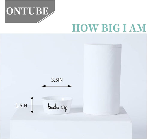 ONTUBE White Ceramic Paper Clip and Binder Clip Holder Set