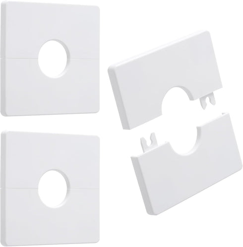 3pcs Split Flange Toilet Pipe Flange Cover, 28mm/1.1inch, Self Adhesive Wall Plates, White ABS