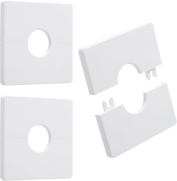 3pcs Split Flange Toilet Pipe Flange Cover, 28mm/1.1inch, Self Adhesive Wall Plates, White ABS