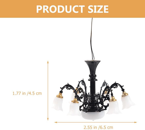 Angoily Miniature Chandelier for Dollhouse Tiny House Ceiling Light Pendant Metal Mini Ceiling Lamp for Sandbox Model