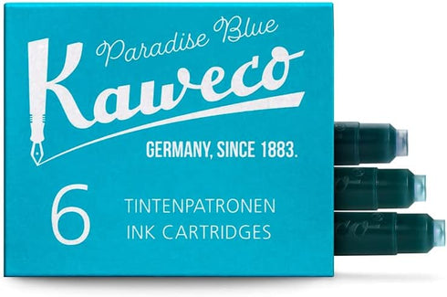 Kaweco Fountain Pen Ink Cartridge, Turquoise, Short International Size, Pack of 6, Made in Germany
