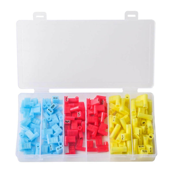 PONFY 120PCS Nylon Insulated Flag Spade Quick Disconnects, Female Wire Connector Assortment Set