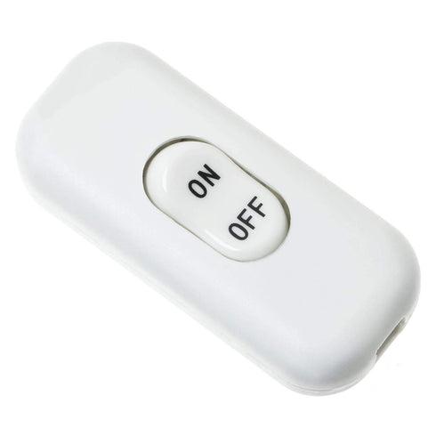 E-outstanding Inline Cord Switch, On/Off White Button, Feed Cord Switch for Table Lamp, Desk Light, Bed Lamp 6A 250V