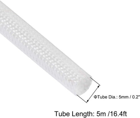 uxcell Silicone Rubber Fiberglass Insulation Retardant - Self-extinguishing Sleeving 5mmx5M White