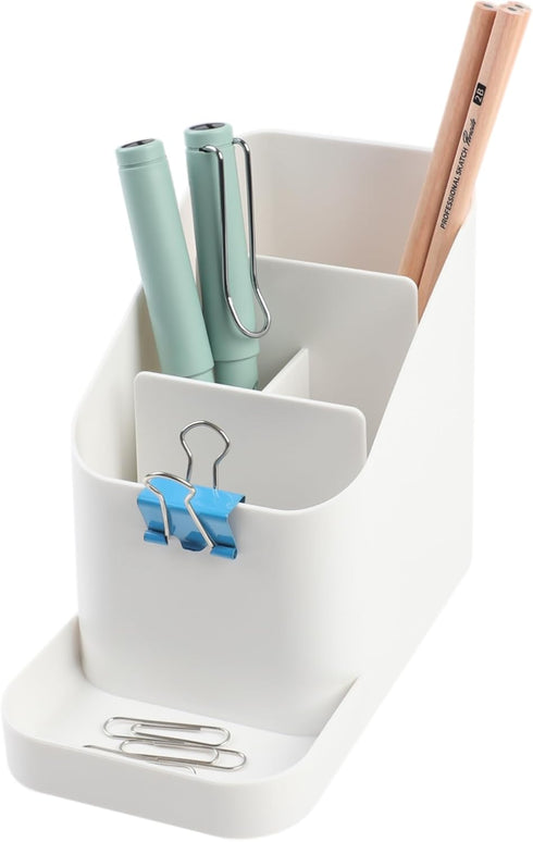 BLUE GINKGO Desk Holder Organizer, Office Supplies, Pencil Holder for Desk Accessories (Made in Korea) - White