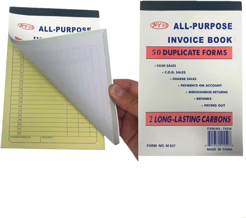 TSY TOOL 10 Pack 50 Sets 5.5" 8.3" Carbonless Money Receipt Books per Book, x Yellow with White Border, Two-Part