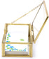 Hipiwe Glass Business Card Holder with Lid, Desktop Name Card Display Box Organizer, Gold Metal Container for Office