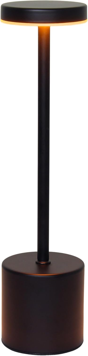 LD1083-BLK 12.75" Dimming 4-Way Simple Designs Mushroom Magic Disc & Rechargeable Cordless Touch Sensor Stick Desk