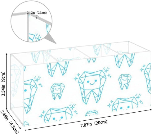Ainavmxzs 4 Dental Smiling Teeth Acrylic Hair Brush Holder With Compartments Makeup Brush Holder Organizer Vanity