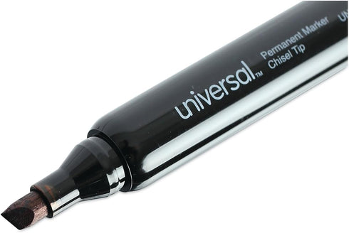 UNV07054 (60/Pack) Universal Broad Chisel Tip Permanent Marker - Black