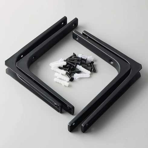 SAYAYO Black Wall Shelf Brackets, 6 x 5 Inch Iron Metal L Shaped Corner Support Brackets for DIY Floating Shelf, 4 PCS