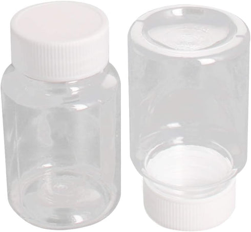 10Pcs 2.71oz Plastic Bottles Lab Chemical Reagent Bottles 80ml Wide Mouth Liquid Solid Storage Bottles Round Sample Storage Containers Sealing Bottles with White Cap for Food Stores Clear by Aicosineg