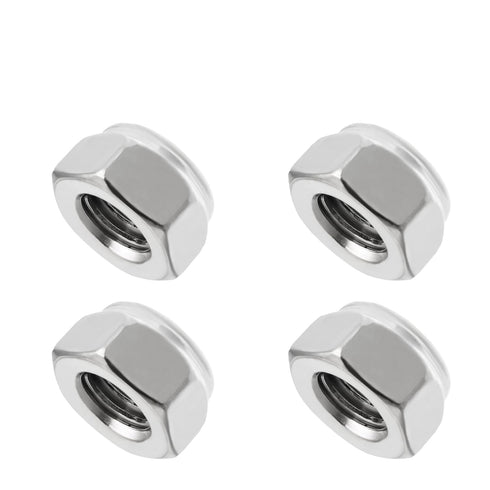 10Pcs M8 x 1.25mm Nylon Insert Hex Lock Nuts, 316 Stainless Steel for Machinery Shipbuilding, Silver Tone