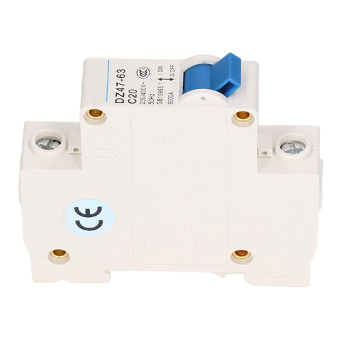 C20 1P Miniature Circuit Breaker, MCB DIN Rail Mounting Isolator 230V 400V 20A for Lighting in Buildings
