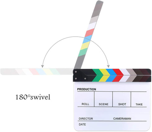 Hilitchi Acrylic Plastic Slate, 25x30cm/10x12" Dry Erase Director's Film Clapboard with Color Sticks