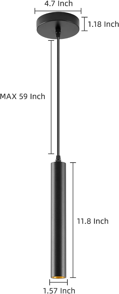 10W Dimmable Counter, 4000K, Pack 1 Modern LED Pendant Light, Ceiling Hanging Spotlight Fixture Black Minimalist