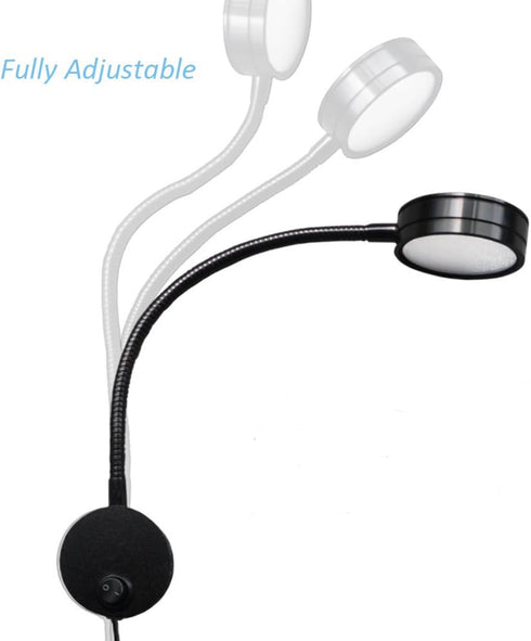 Onerbuy 5W Youngine Plug Wired Flexible Gooseneck Wall Sconce Reading Lamp Art Works Show Accent Light Wall Mount Spot