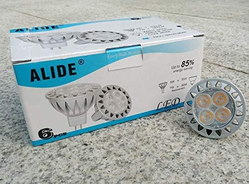 ALIDE 12V MR16 GU5.3 LED Outdoor Landscape Bulbs, 5W, 35W-50W Halogen Replacement, 2700K Soft Warm White, 6 Pack