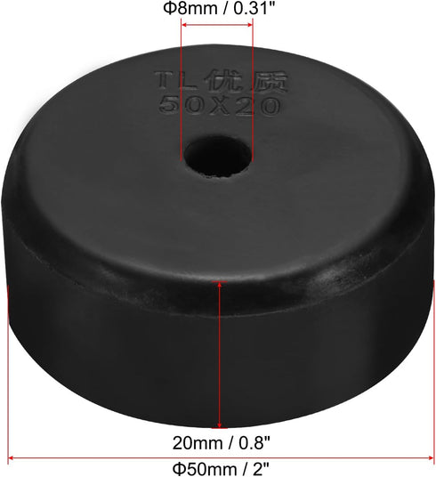PATIKIL Multi Purpose Rubber Spacer, 4 Pcs 2"OD 0.3"ID 0.8"Thick Neoprene Round Anti-Vibration Isolation Pads