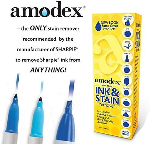 Set-in 4oz/120ml (Pack 3) Amodex Ink & Stain Remover for Clothes, Leather and Skin - Removes Ink, Ballpoint, Sharpie