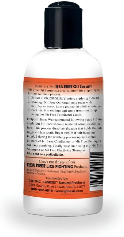 Nit Free Shampoo, 4oz Bottle, Olive Oil Based with Dimethicone Oil and Peppermint