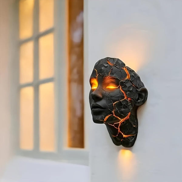 AMJIANZON Decorative Cracked Soul Wall Light, Black Lava Design LED Wall Lamp with