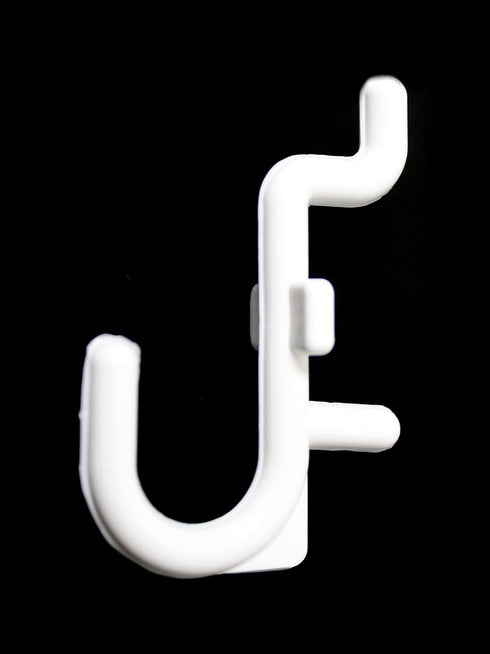 JSP Manufacturing Non-Locking Plastic J Hook Style Hooks, Garage Tool Storage Pegboard Accessories (500, White)