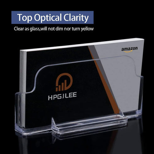 vrupin 4 Pack Clear Acrylic Business Card Holder for Desk, Display Stand for Men, Exhibition, Home & Office