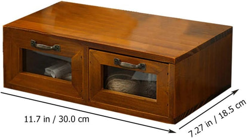 LIFKOME Wood Desk Organizer with 2 Drawers, Bamboo Storage Box for Coffee