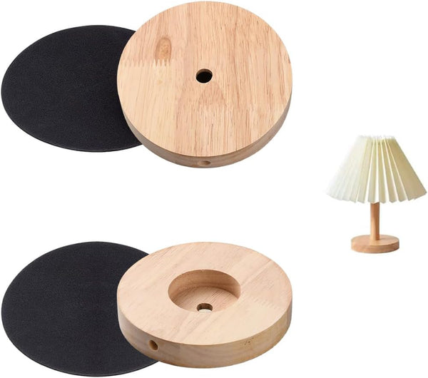 PH PandaHall 2 Sets Wooden Lamp Base Round Lamps Stand Wood Lamp