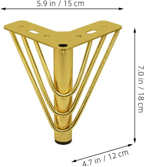 18cm Alipis Metal Furniture Legs Sofa Support Feet, Gold Metal Cabinet Legs for Coffee Table, Tv Stand, and Sofa