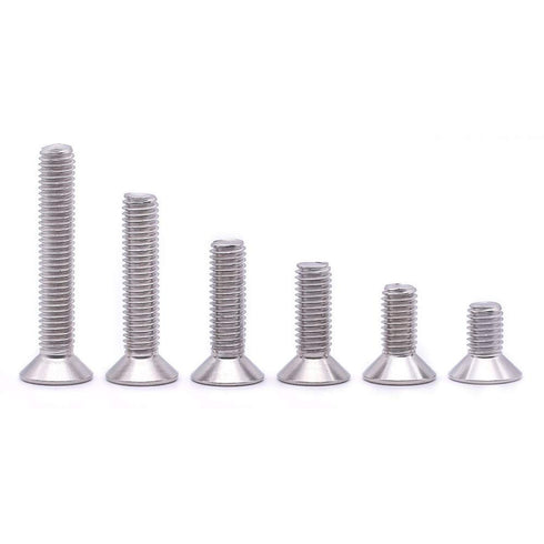 25 PCS 1/4-20 x 1/2" Flat Countersunk Head Socket Cap Screws - 304 Stainless Steel, Full Machine Thread Coverage