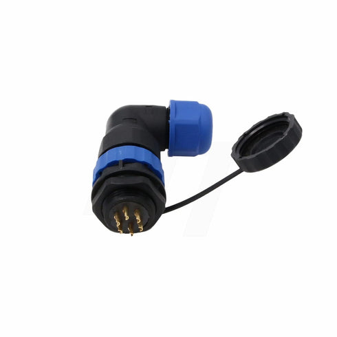 HangTon SD20 10Amp 6 Pin Threaded Plastic Connector, Male Waterproof IP68 Right Angle Cable Plug