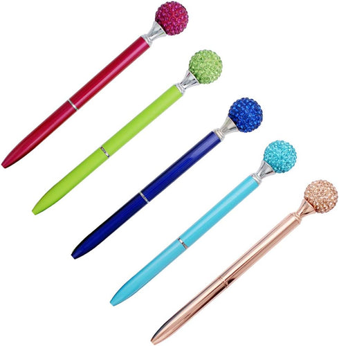 Gullor 5PCS Diamond Ball Retractable Ballpoint Pen, Bling Metal Pens, Multicolor Set