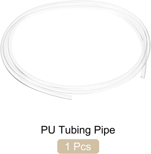 Pneumatic Tubing Pipe, 8mm x 5mm Clear PU Polyurethane Tube, 6.6FT for Air Compressor, Fluid Transfer