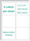 InpourPack 100 Sheets 6 up Labels, Shipping Address Labels 3-1/3" x 4" for