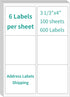 InpourPack 100 Sheets 6 up Labels, Shipping Address Labels 3-1/3" x 4" for
