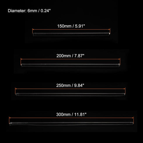 MECCANIXITY 3.3 Borosilicate Glass Stick 5.91" 7.87" 9.84" 11.81" Length Stir Rod Mixing Tools with Both Ends Round for Lab Kitchen Science 8in2 Sets