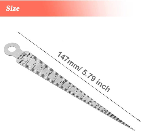 Mesee Taper Gage 1-15mm Stainless Steel Taper Welding Gauge Inch & Metric Feeler Gap 1/32-5/8 Inch Hole Diameter Measuring Tool for Tapering Measurement