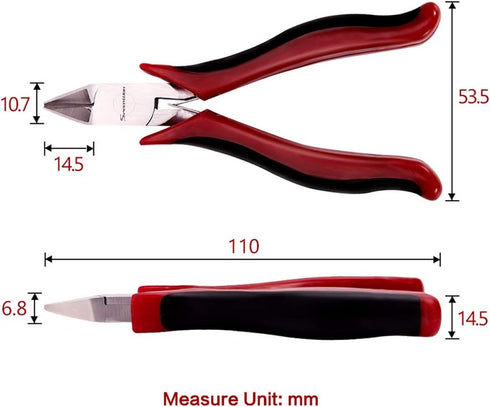SPEEDWOX 4 Inches Diagonal Cutting Pliers, Precision Plastic Nippers with Spring Mini Side Cutting