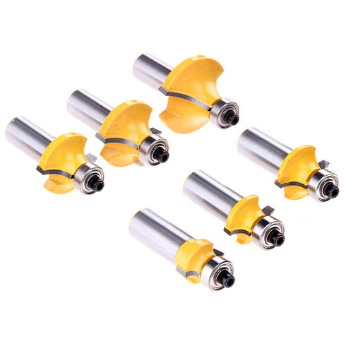Yakamoz 6Pcs 1/2 Inch Set Shank Round-Over Router Bits Corner Rounding Edge-Forming Roundover Beading Router Bit
